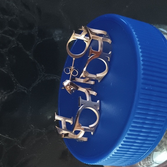 🆕 STAINLESS STEEL CH Logo Heart ROSE TONE  Hoop Earrings - Picture 8 of 10